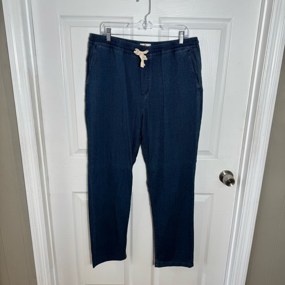 Marine Layer Saturday Indigo Texture Pull On Jeans Pants XL Blue Drawstring - Picture 10 of 11